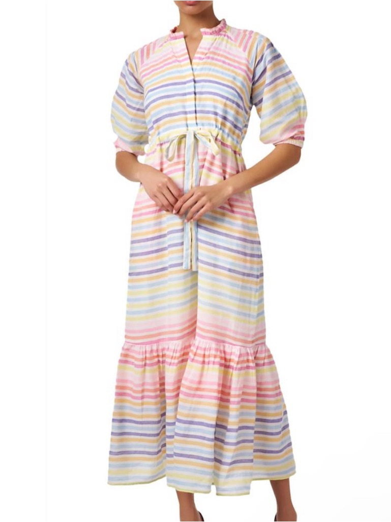 New Banjanan Betty Candy Stripe Maxi Dress Sz Xs